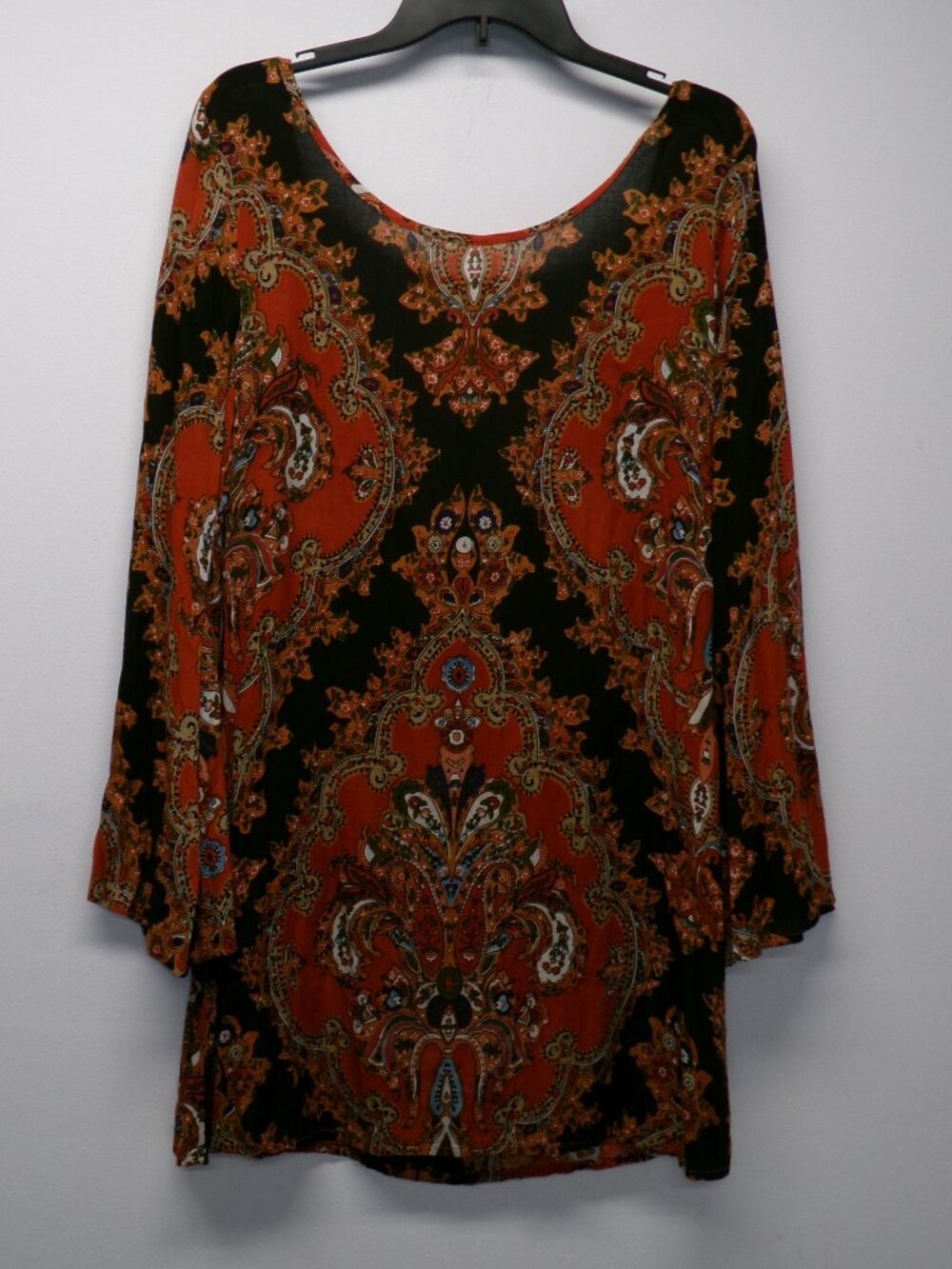 NWT Raga Majestic Tunic Shift Mini Dress Bohemian Boho Printed Orange Red sz M